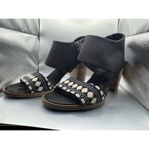 Toms Black and Cream Heeled Sandals